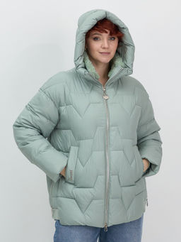 Куртка зимняя женская из овчина стильная и модная зеленого цвета 7309Z - Visdeer фото 2