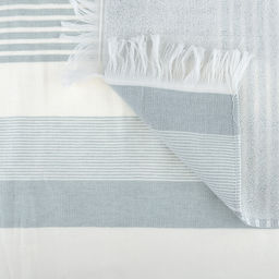 Полотенце махровое "Полосатый рейс" 70х140см, хлопок 100%, с бахромой, голубой (Китай)