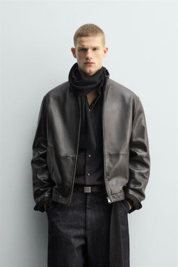 RELAXED FIT LEATHER JACKET - Zara фото 2