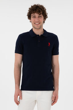Erkek Slim Fit Polo Yaka Koyu Lacivert Basic Ti__rt Sepette S_rpriz _ndirim