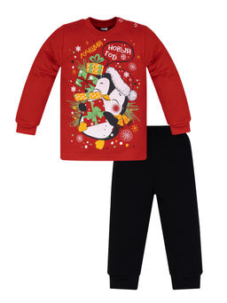 Костюм детский красныйчерный рисунок пингвин