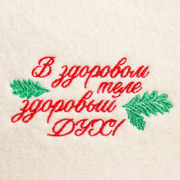 Шапка для бани с вышивкой В здоровом теле здоровый дух, первый сорт - Добропаровъ фото 5