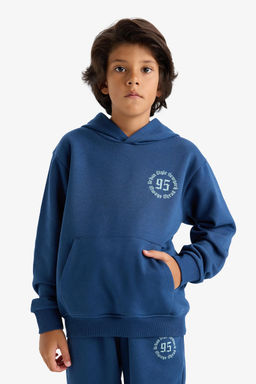 Kap__onlu Bask_l_ __i Yumu_ak T_yl_ Sweatshirt Erkek _ocuk - Defacto фото 3