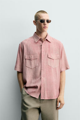 CAMISA RELAXED FIT EFECTO LAVADO / Rosa pastel - Zara фото 3