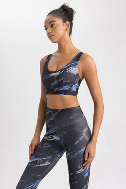 Спортивный бюстгальтер DeFactoFit с круглым вырезом и узором  фото 7