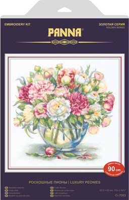 Набор для вышивания PANNA Золотая серия C-7063 Роскошные пионы 33 х 32 см