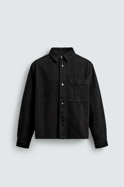 TEXTURED JACQUARD DENIM SHIRT - Zara фото 7