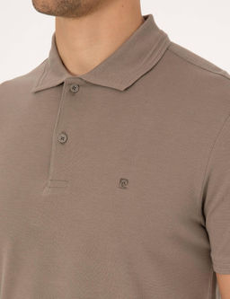 Koyu Vizon Slim Fit %100 Pamuk K_vr_lmaz Polo Yaka Basic Ti__rt