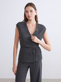 V Yaka Dokulu Kad?n Yelek