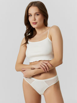 Топ на тонких бретелях белого цвета в рубчик для женщин - Mark formelle фото 4