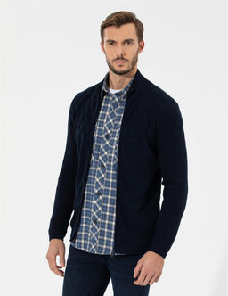 Lacivert Slim Fit Fermuarl_ Triko H_rka