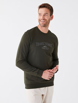 Bisiklet Yaka Uzun Kollu Bask?l? Erkek Sweatshirt - Waikiki фото 2
