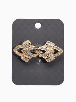 Зажим для кардигана «Ажур. Винтажные пики», белый в золоте