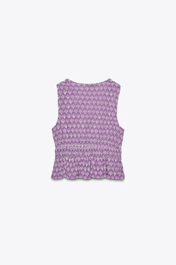 TOP WITH CUTWORK EMBROIDERY AND TIE DETAIL - Zara фото 15