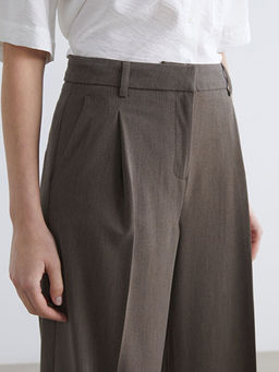 Y?ksek Bel Geni? Pa?a Kad?n Pileli Pantolon