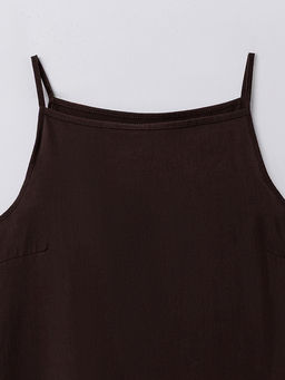 Блузка женская коричневая на тонких бретелях с поясом - Mark formelle фото 6