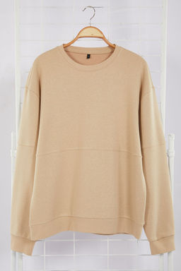Tas Oversize/Genis Kesim Biyeli 100% Pamuk Sardonsuz Sweatshirt TMNAW25SW00034