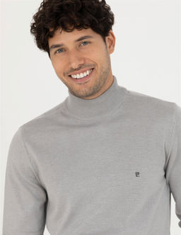 A__k Gri Melanj Slim Fit Yar_m Bal_k__ Yaka Basic Triko Kazak - Pierre cardin фото 2