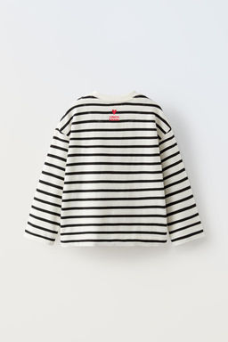 STRIPED EMBROIDERED T-SHIRT - Zara фото 5