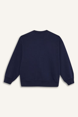 Oversize Geni_ Kal_p Bisiklet Yaka Bask_l_ Sweatshirt K_z _ocuk - Defacto фото 9