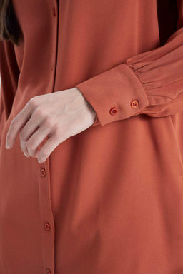 Рубашка-туника стандартного кроя с длинными рукавами - Defacto фото 7