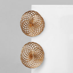 Серьги металл Богема переплетение колец, цвет золото