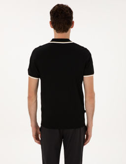 Siyah Slim Fit Polo Yaka Fermuarl_ Triko Kazak - Pierre cardin фото 5