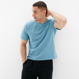 Футболка мужская MINAKU REGULAR FIT: голубая, р-р 52