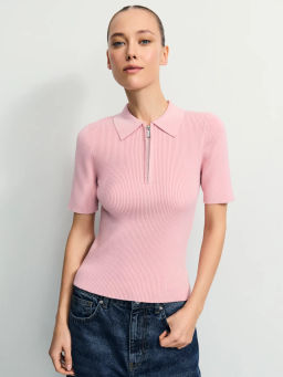 Джемпер в рубчик с молнией / Zarina фото 4