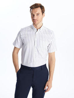 Regular Fit K?sa Kollu ?izgili Oxford Erkek G?mlek