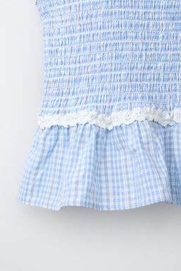 TOP GOMAS CUADRO VICHY / Azul / Blanco - Zara фото 4