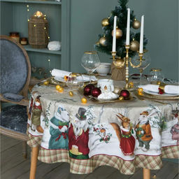 Скатерть новогодняя Этель Winter holidays d=220 см 3 см с ГМВО, 100% хлопок, саржа 190 г/м?
