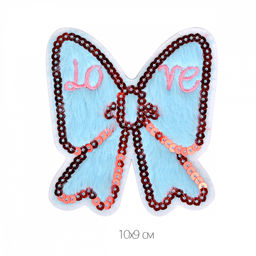 Термоаппликации арт.TBY.2253 Бантик голубой 10х9см, уп.10 шт.