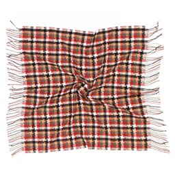 Платок теплый с кистями, полоски геометрия MAGROM, разноцветный, 100x100см, из вискозы и шерсти