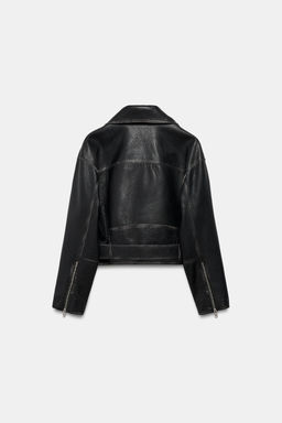 CHAQUETA BIKER PIEL ZW COLLECTION LIMITED EDITION / Negro - Zara фото 9
