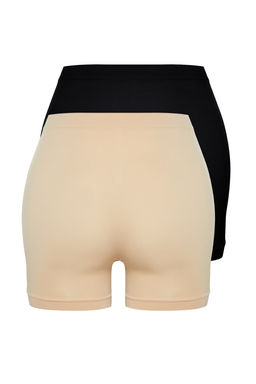 TRENDYOLMILLA Siyah-Ten 2li Paket Seamless/Dikissiz Boxer Orme Kulot THMSS24KU00032  фото 16