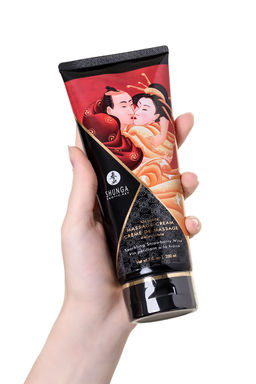Массажный крем для тела Shunga Игристое клубничное виноSparkling Strawberry Wine, съедобный, 200мл