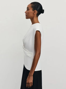 Футболка из хлопка с запахом / Zarina  фото 3