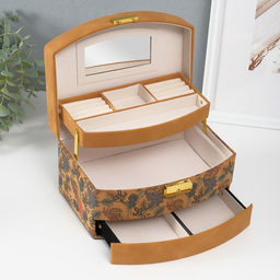 Шкатулка для украшений «Пальмовые листья», искусственная кожа, пробка, 16.5×22.5×13.5 см