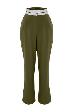 TRENDYOLMILLA Siyah Wide Leg/Genis Paca Yuksek Bel Kemer Detayl? Dokuma Kumas Pantolon TWOSS23PL00150  фото 6