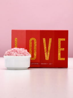 Цена за 4 шт. Соль для ванны Love, 100 г, аромат малины, Чистое счастье