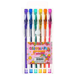 Набор гелевых ручек, 6 цветов, металлик, с блёстками, узел 0.8 мм, в блистере на кнопке