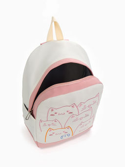 Рюкзак школьный на молнии, с карманами, с рисунком, размер 30?14?43 см, белый/розовый
