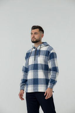 УТЕПЛЕННАЯ Толстовка клетка унисекс, т.синий - Knitka wear фото 4