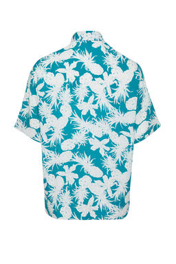 Mavi Unisex Oversize Fit Ananas Bask?l? %100 Viskon K?sa Kollu Salas Yazl?k Gomlek TMNSS24GO00041 - Trendyolmilla фото 8