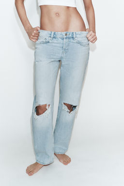 JEANS TRF RECTOS TIRO BAJO ROTOS / Azul claro - Zara фото 2