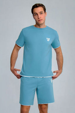 Арт. 63605 Комплект с шортами мужской 48-56 (5 шт) Цвет:верх-голубой,низ-голубой - Идеал фото 2