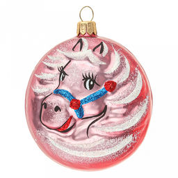 Елочная игрушка фигурка стеклянная "Зодиак. Лошадка " h8см, ручная художественная роспись, цвета микс, подарочная упаковка, "Символ 2026 года" (Россия)