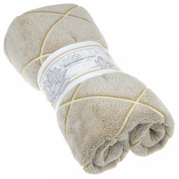 Плед/покрывало 180х200см "Ромбы, беж", велсофт "Bamboo" набивной, полиэстер 100%, плотность 260г/м2, упаковка: 18х33см пояс бумажный, "Домашняя мода" (Россия)