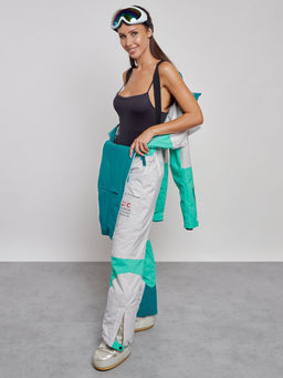 Горнолыжный комбинезон женский зимний зеленого цвета 2320Z